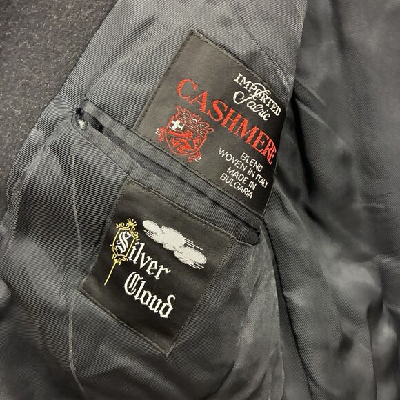 Men's Silver Cloud Cashmere Wool Italian Dark Gray Full Length Overcoat 42R - Picture 5 of 8